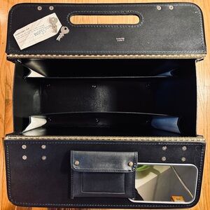 NOS Vtg 60s Stebco Leather Executive Attache Briefcase Mirror Keys Inspector Tag